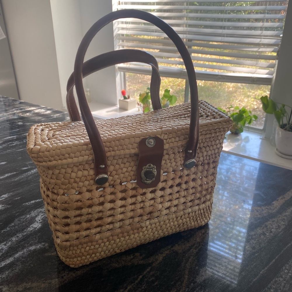 Tan Woven Tote Bag